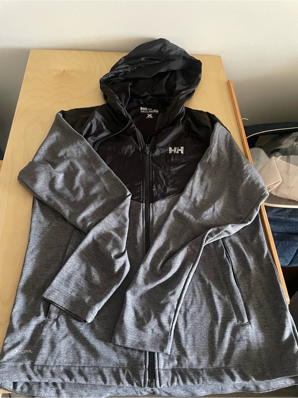 Helly Hansen Gray and Black Hooded Zip Jacket
